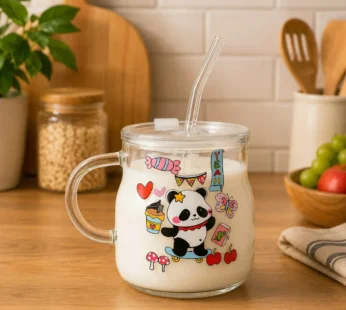 Glass Mug with Lid & Straw – Perfect for Hot & Cold Beverages