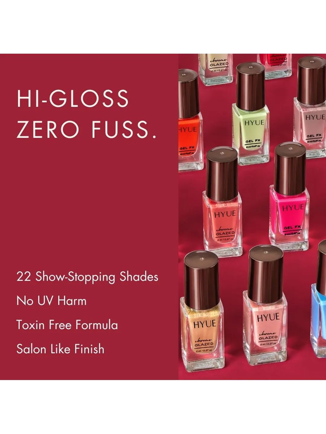 HYUE Gel FX Nail Paint Cocoa Quick Dry and Chip Resistant - 14 Day Long Wear 8ml - Detailed Feature View 5