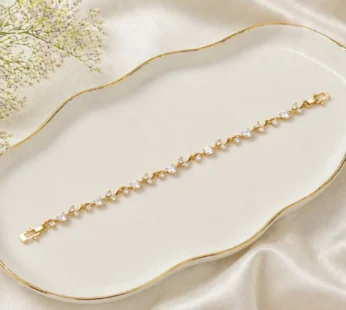Gold-Plated Tulip Lava Stone Crystal Vine Bracelet for Women