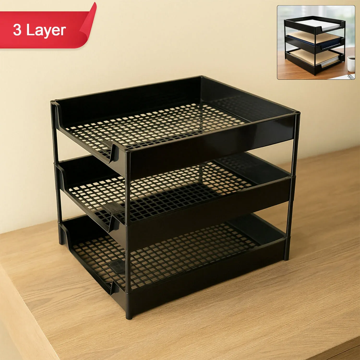 Premium Officemate 3-Layer Executive Document Tray (37.5 cm x 27.5 cm x 25.5 cm) - Buy Online at Alikart
