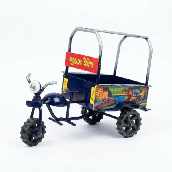 Handcrafted Metal Indian Cargo Tricycle Miniature Decor