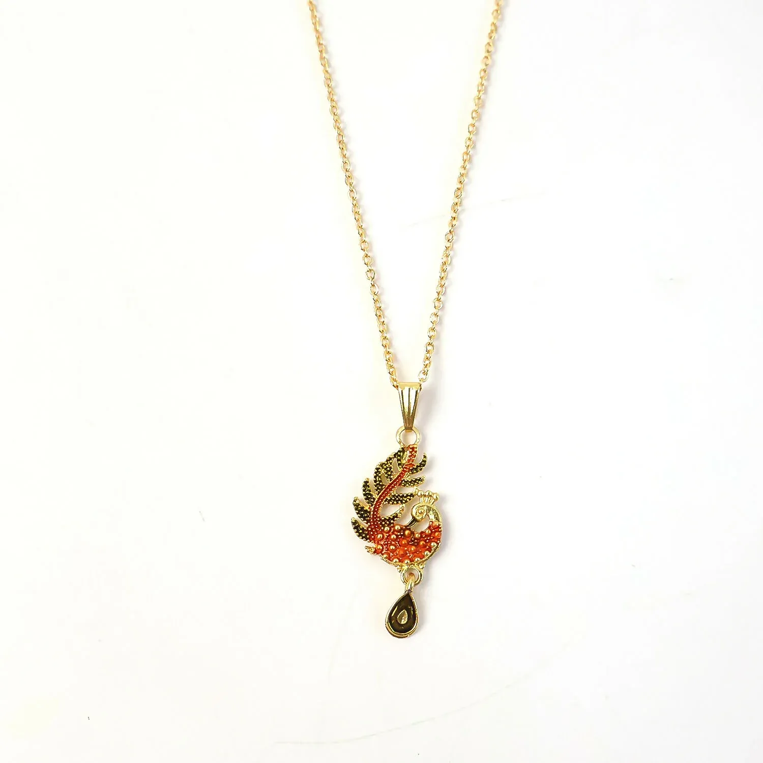 Peacock Motif Pendant Necklace for Women with Chain - Detailed Feature View 4