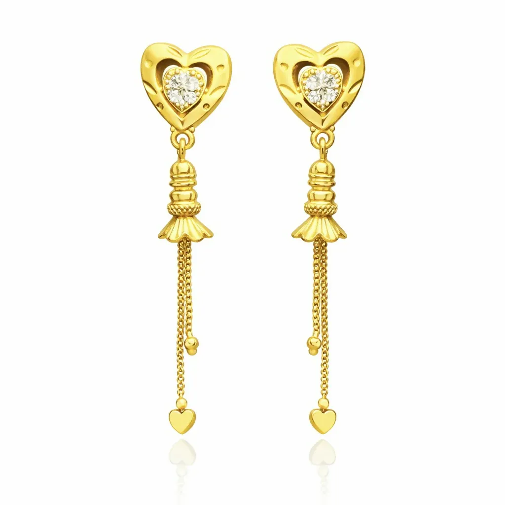 Subtle Shine Daily Wear Gold Earrings - Detailed Feature View 2