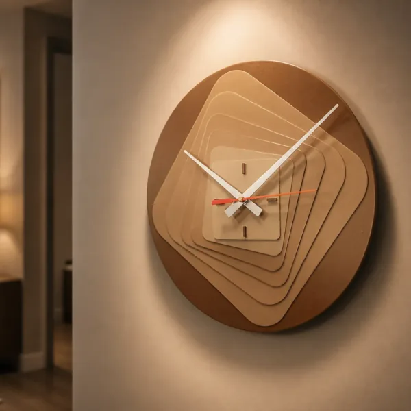 Modern 7 Layer Wooden Wall Clock – Silent Sweep Quartz Design
