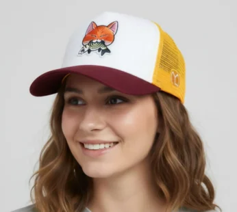 Premium Adjustable Mesh Cap with Cute Cat Embroidered Patch Breathable Cap for Men & Women