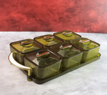 Multipurpose Transparent Spice Jar Set – 6-Piece with Tray & Lids