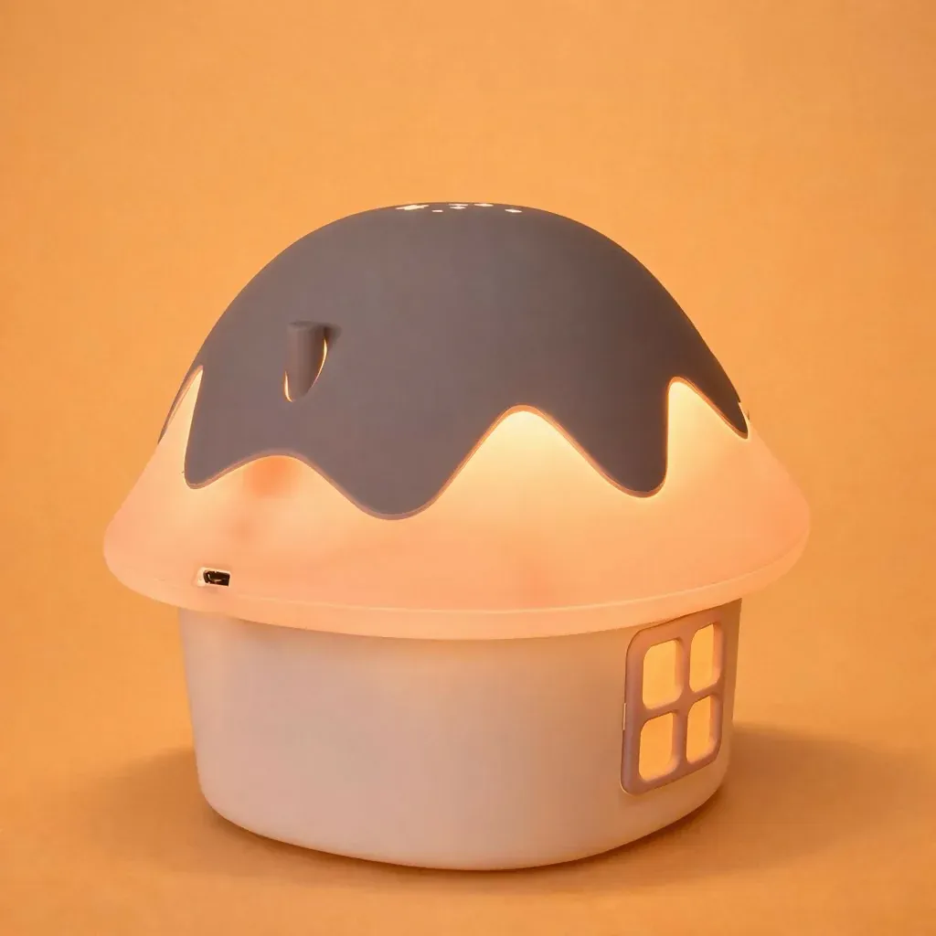 Cute Unicorn Mushroom House LED Night Lamp for Kids Bedroom Desk Decor - Detailed Feature View 3