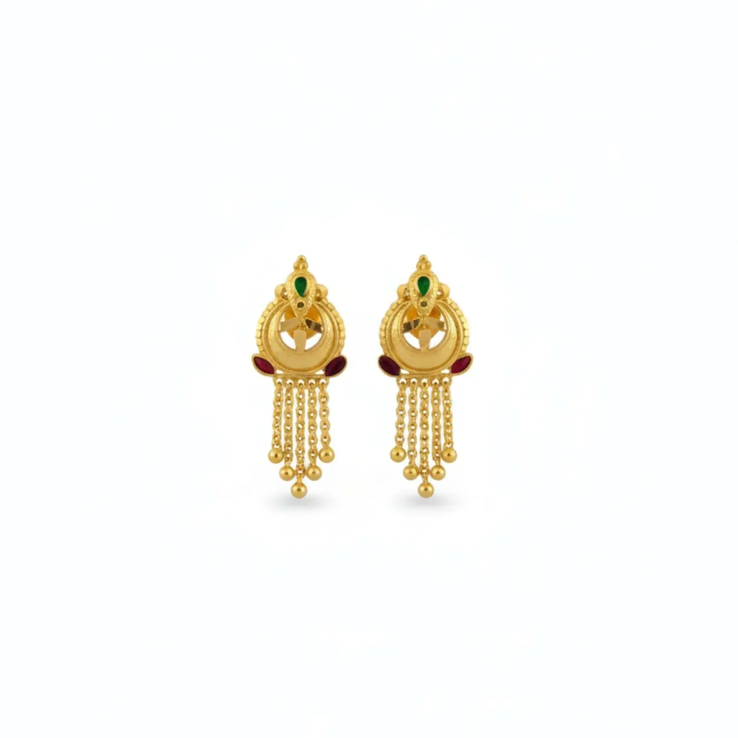 Nice 5 Line Golden Earrings for Women & Girls – Traditional Fancy Jewellery Gift - Detailed Feature View 3