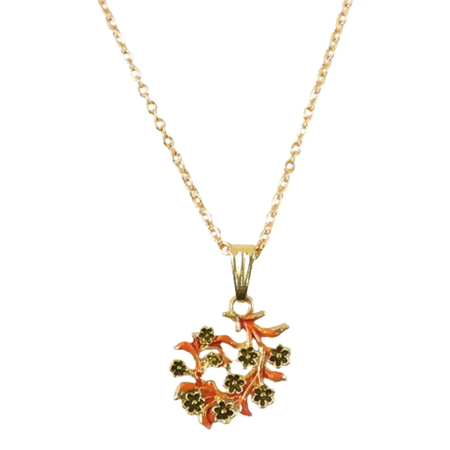 Traditional Floral Vine Design Pendant Necklace with Chain for Women - Detailed Feature View 3