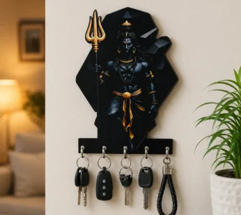 Mahadev Wooden Key Holder – Elegant Wall-Mounted Decor for Keys