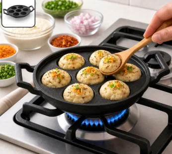Premium Cast Iron 7-Cavity Appam & Paniyaram Pan with Dual Handles