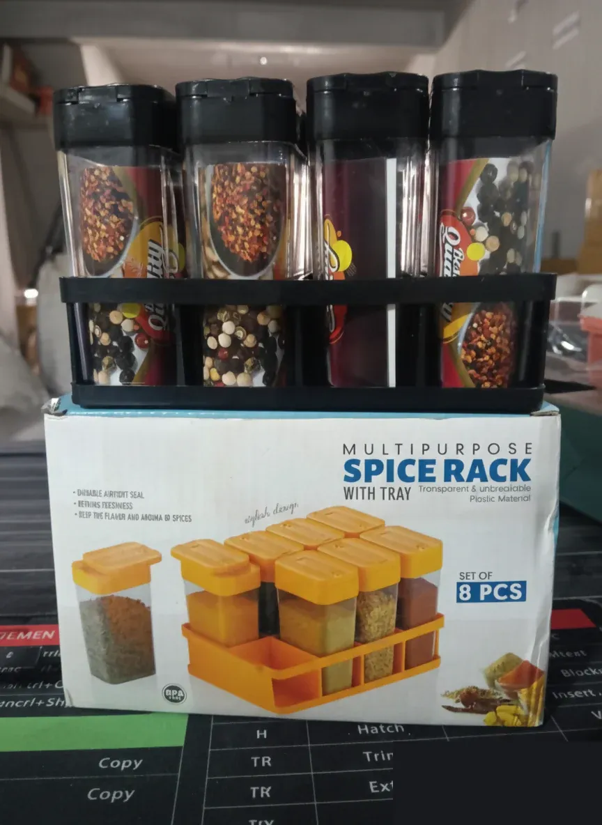 Multipurpose Spice Rack Set of 8 with Tray - Airtight Organizer - Detailed Feature View 10