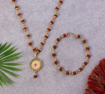 Rudraksha Gold Necklace & Bracelet Set with Designer Pendant