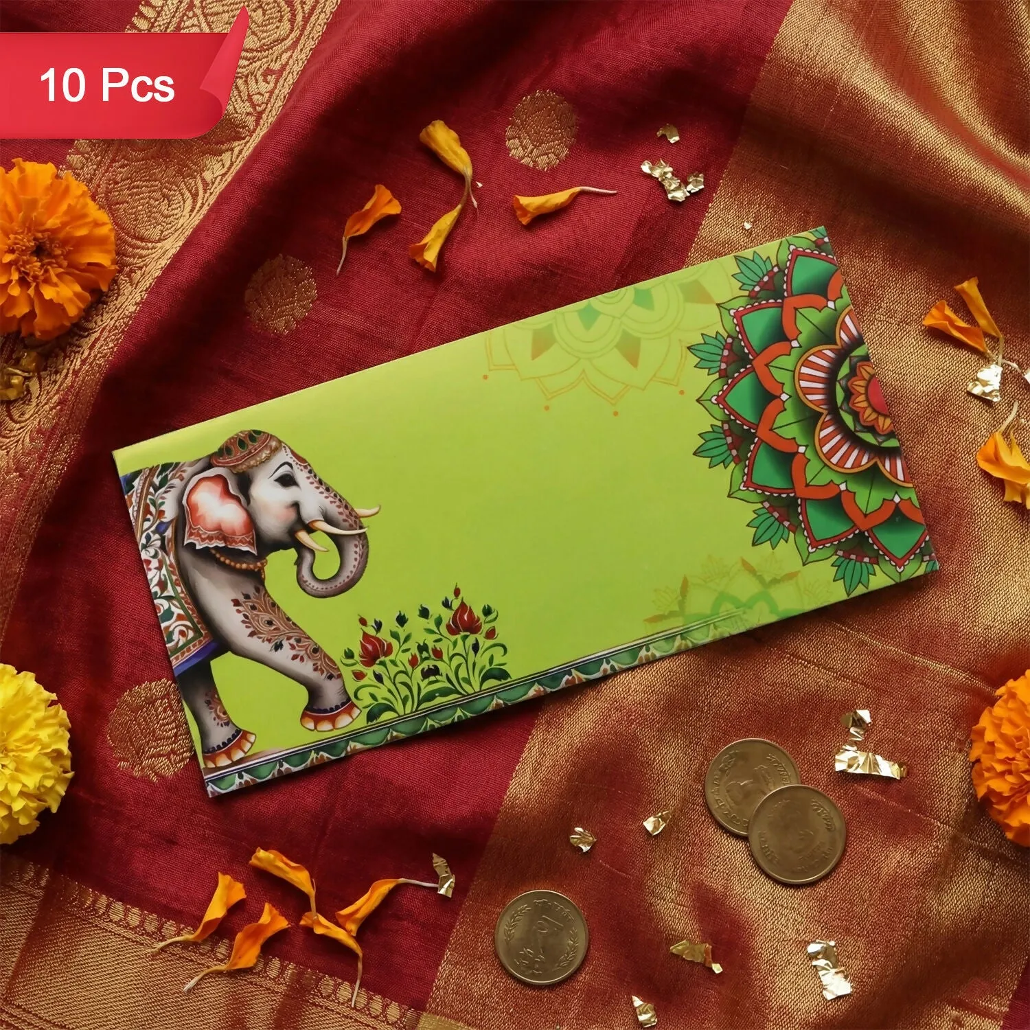 Premium Decorative A4 Size Gift & Money Envelopes with Elephant & Mandala Design – Pack of 10 Pcs - Buy Online at Alikart