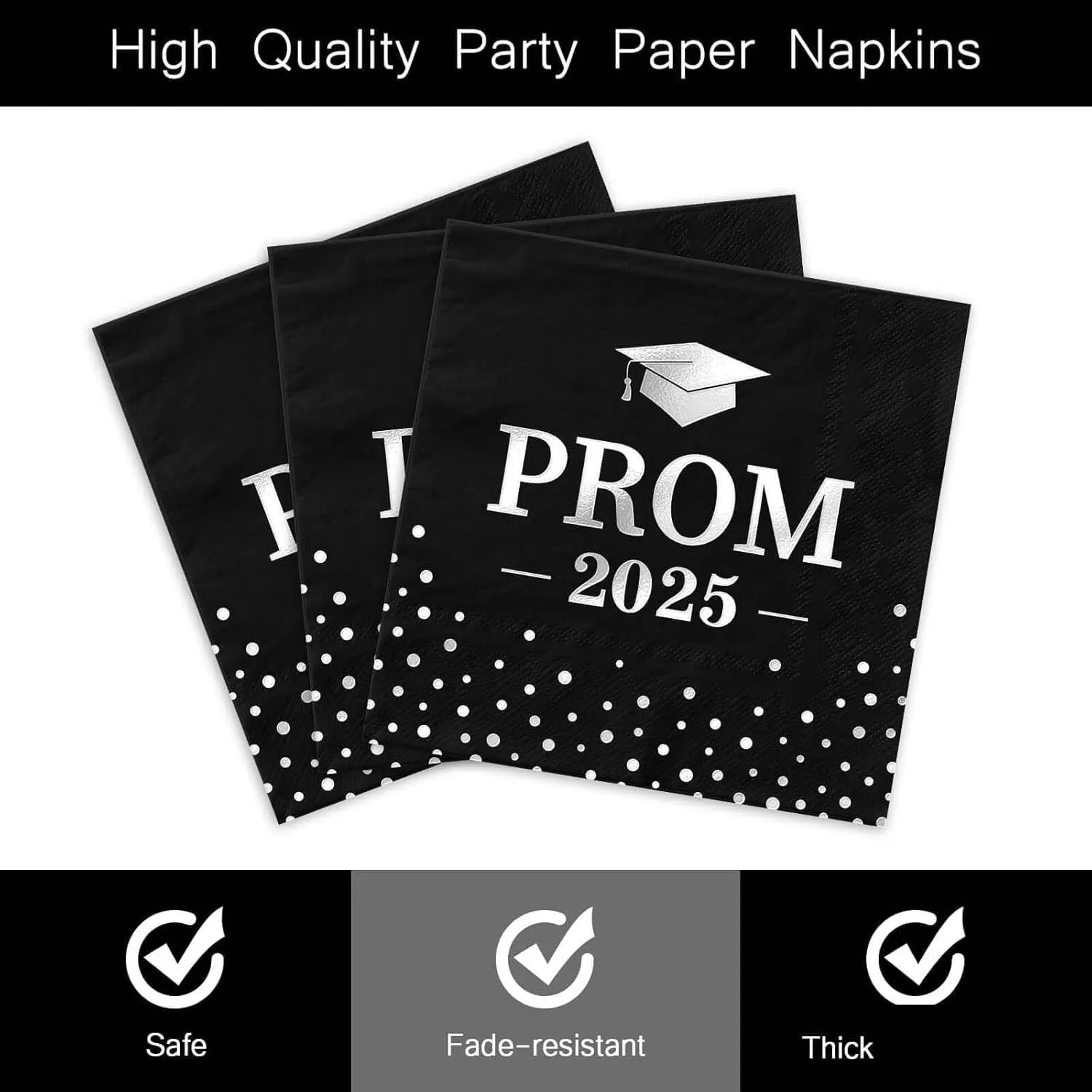 Prom 2025 Party Napkins – Durable 3-Ply Graduation Decor - Detailed Feature View 8