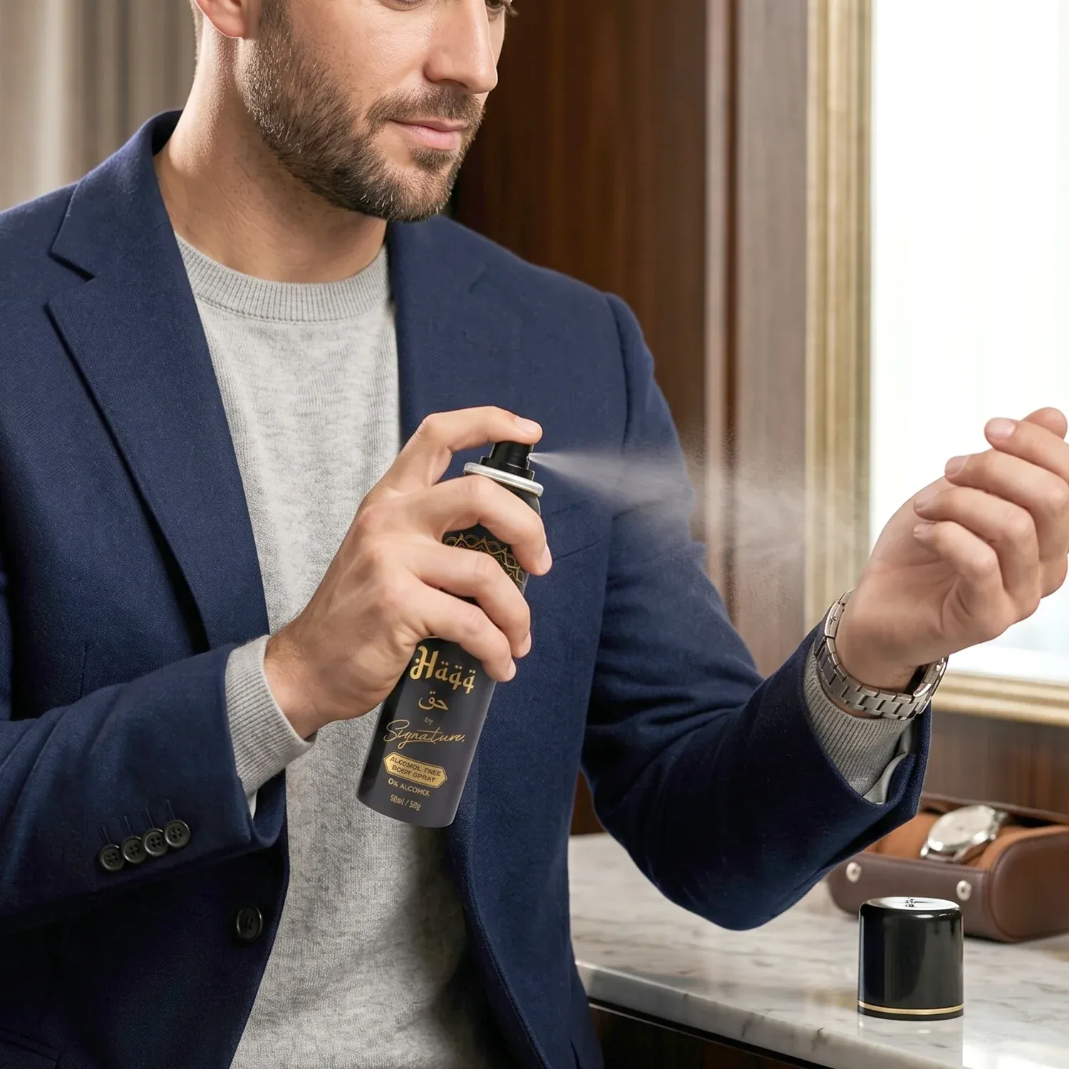Signature Haqq Alcohol-Free Body Spray for Men, 50 ML - Detailed Feature View 4