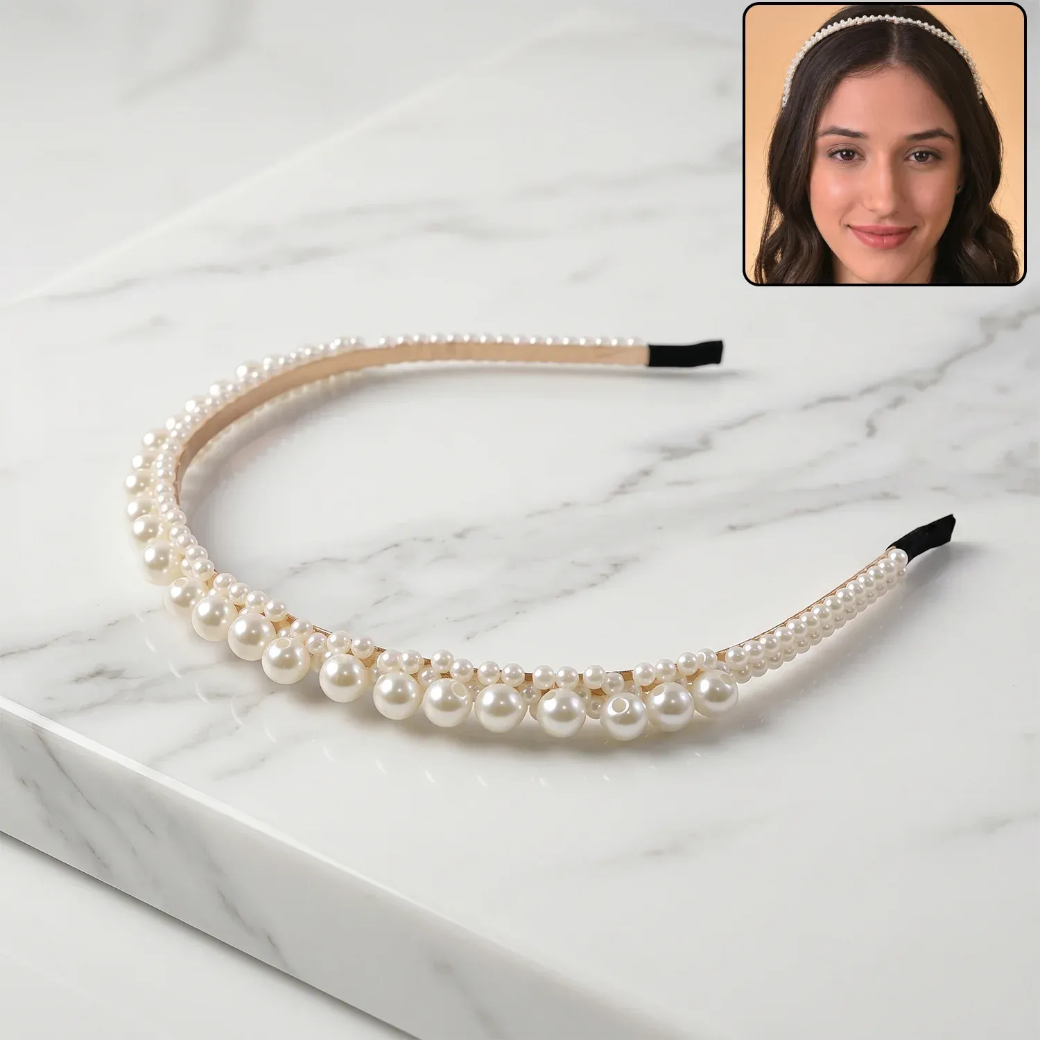 Premium Elegant Pearl Studded Lightweight Hairband for Women - Buy Online at Alikart