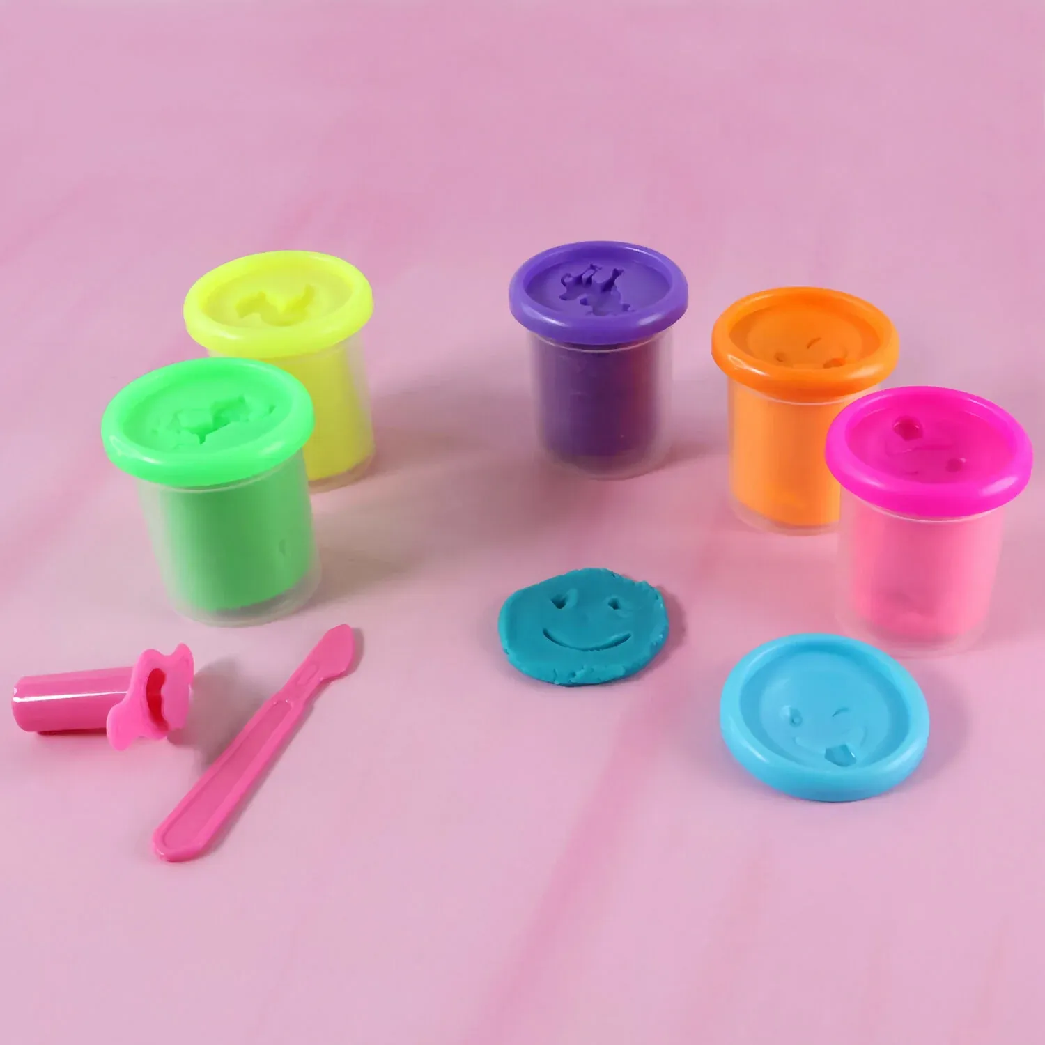 Khyati Frisky Dough Play Set 6 Vibrant Non-Sticky Modelling Clay for Kids - Detailed Feature View 1