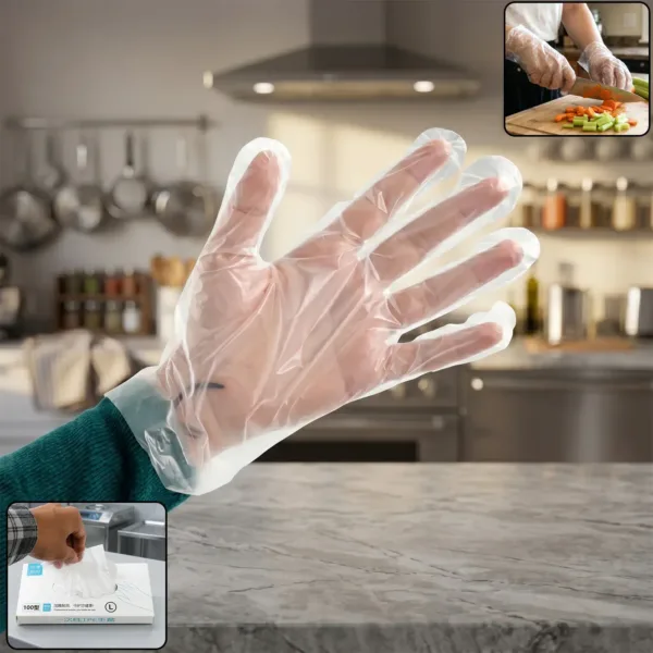 Disposable Clear Plastic Gloves 100 Pc – Large Size