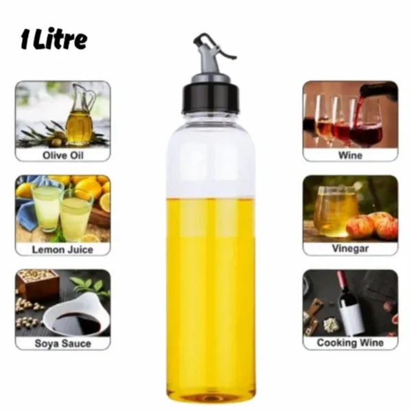 1 Litre Plastic Oil Dispenser Bottle | Transparent Easy Flow Pourer for Oil, Vinegar & Liquid Storage