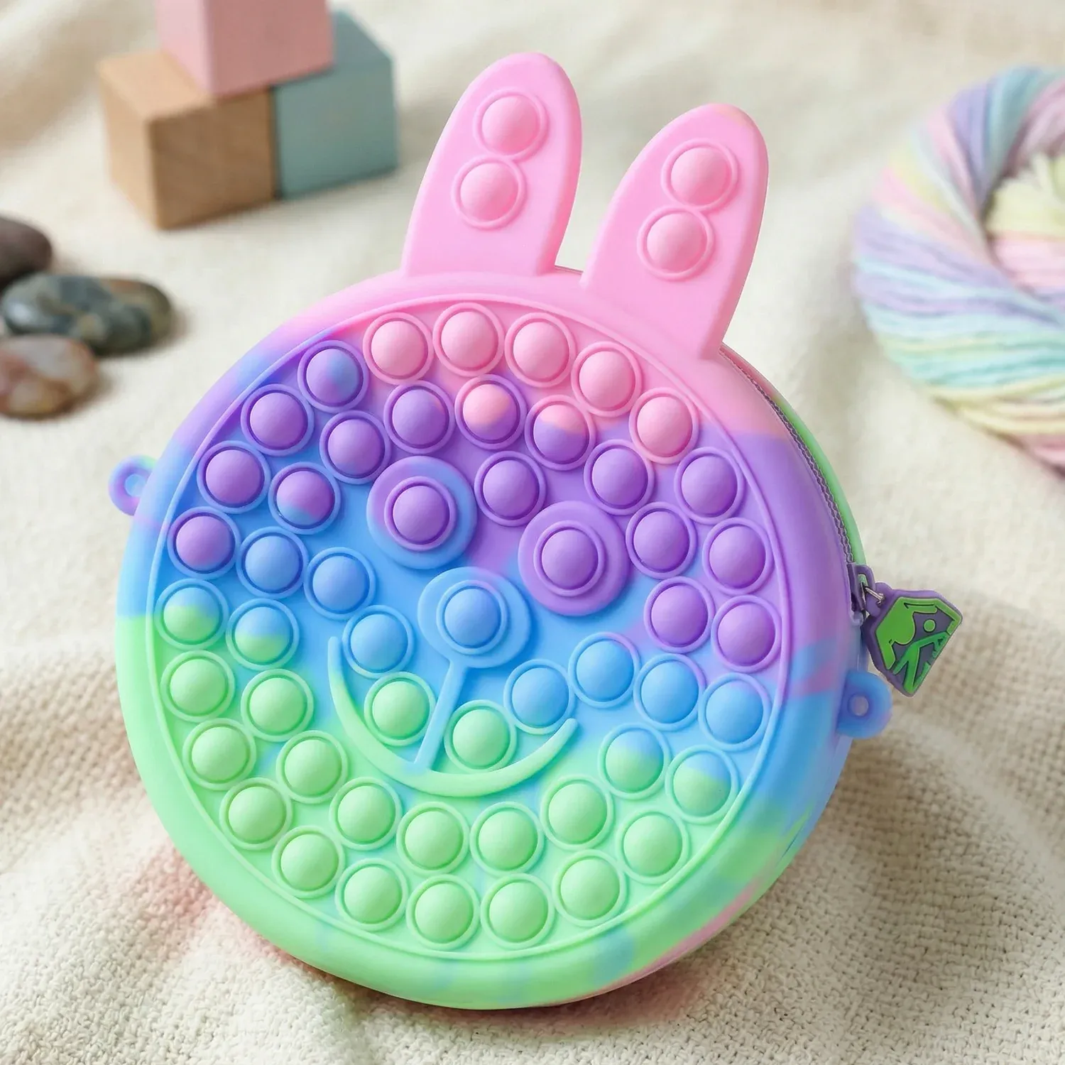 Cute Caterpillar Shape Pop It Silicone Pencil Pouch (1 Pc) - Detailed Feature View 7