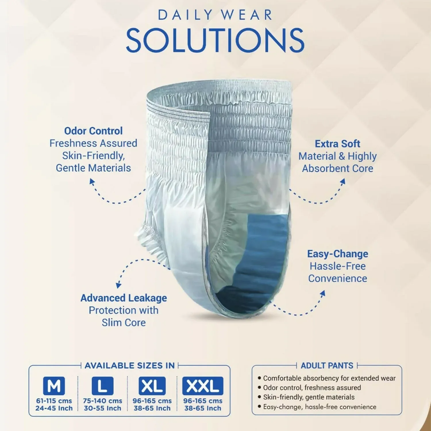 Adult Pull-Up Diaper Pants with Antibacterial Leak Protection - Detailed Feature View 5