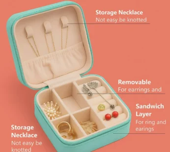 Portable Blue Travel Jewelry Box for Women – Compact Organizer