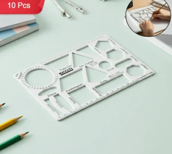 Khyati Multipurpose Geometry Drawing Template with 16 Shapes, Stencil for Technical Drawing (10Pcs)