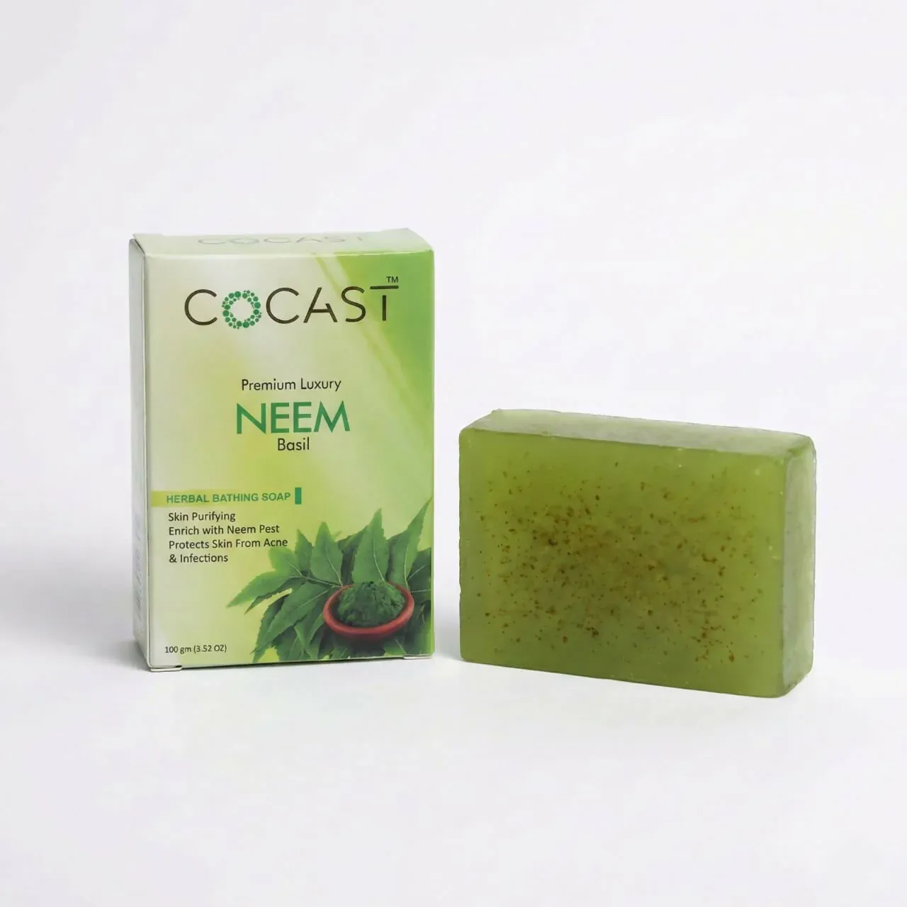 COCAST Premium Luxury Neem Basil Herbal Bathing Soap (100gm) - Detailed Feature View 1