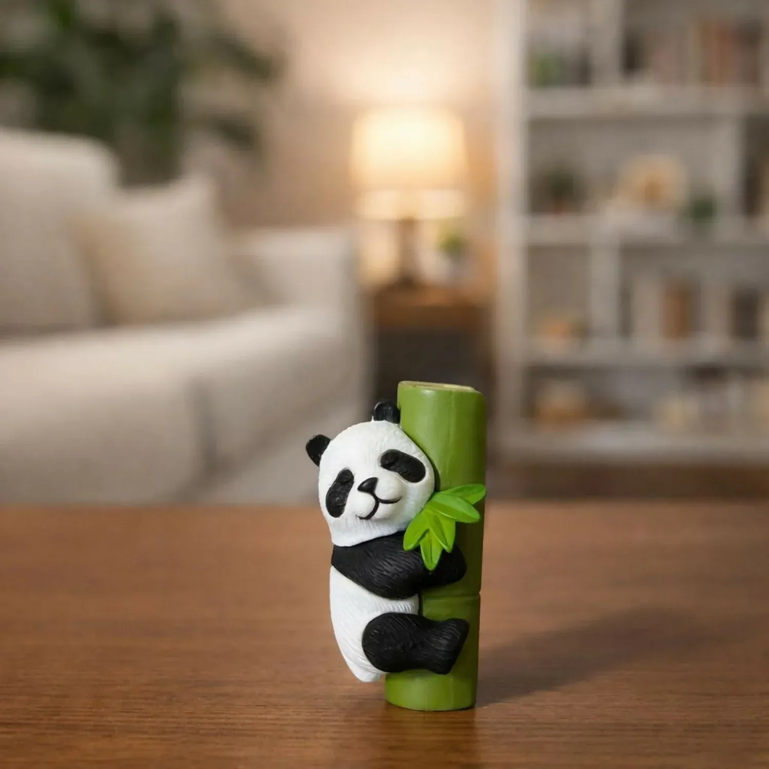 Sleeping Panda Showpiece – Cute Mini Bamboo Resin Figurine - Detailed Feature View 1