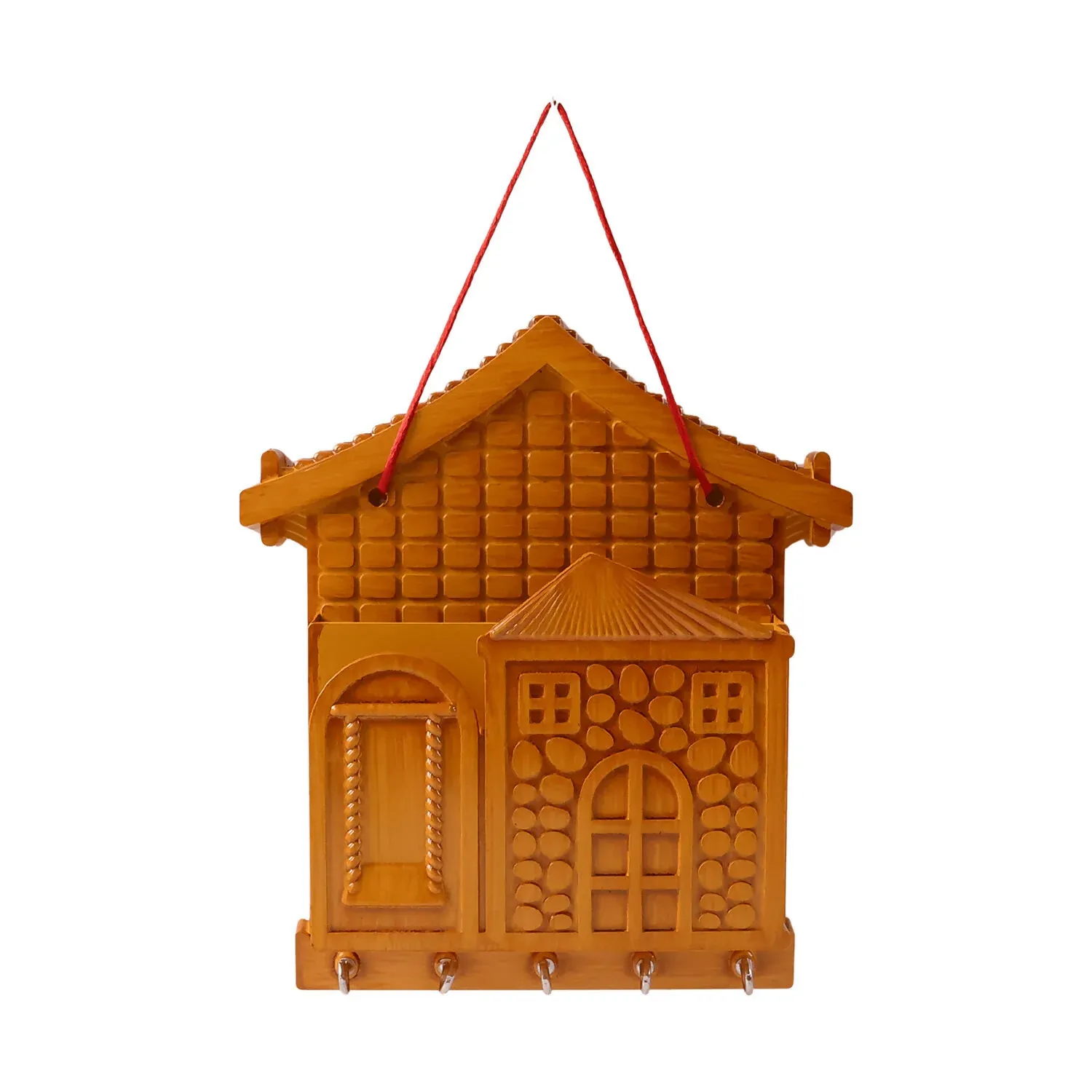 Key Holder with Key Villa – Rustic Wooden Organizer with Hooks - Detailed Feature View 5