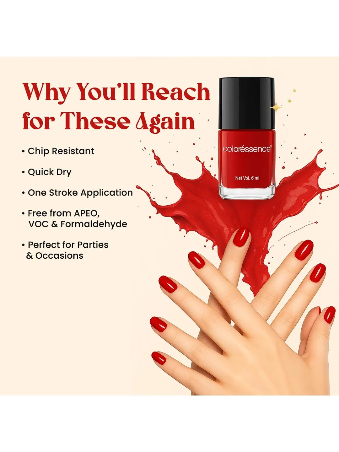 Coloressence Forever Quick Dry Nail Paint Kit With Bridal & Festive Shades - 6 ml each - Detailed Feature View 1