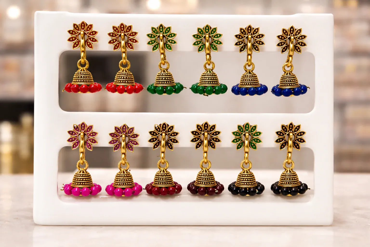 ELEGANT COLOURFULL JHUMKA WITH COMBO OF 6 PAIRS - Detailed Feature View 2