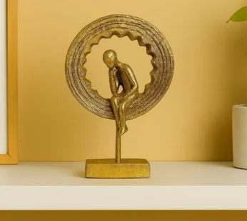Abstract Thinking Man Gold Sculpture Showpiece for Home Decor