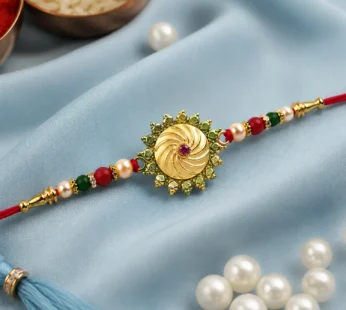 Round Shape Rakhi with Stone and Bead Work – Traditional Festive Design
