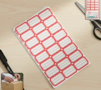 50 Sheets Red & White Self-Adhesive Label Stickers
