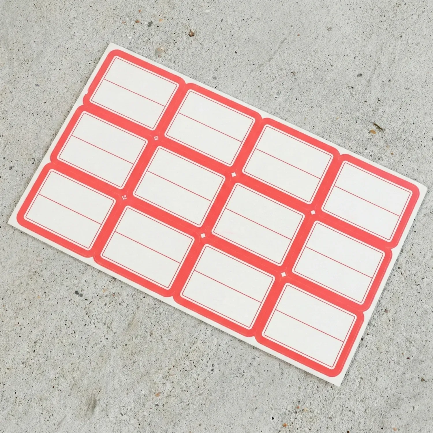 Red & White Self-Adhesive Label Sticker Sheet - Rectangular - Detailed Feature View 5