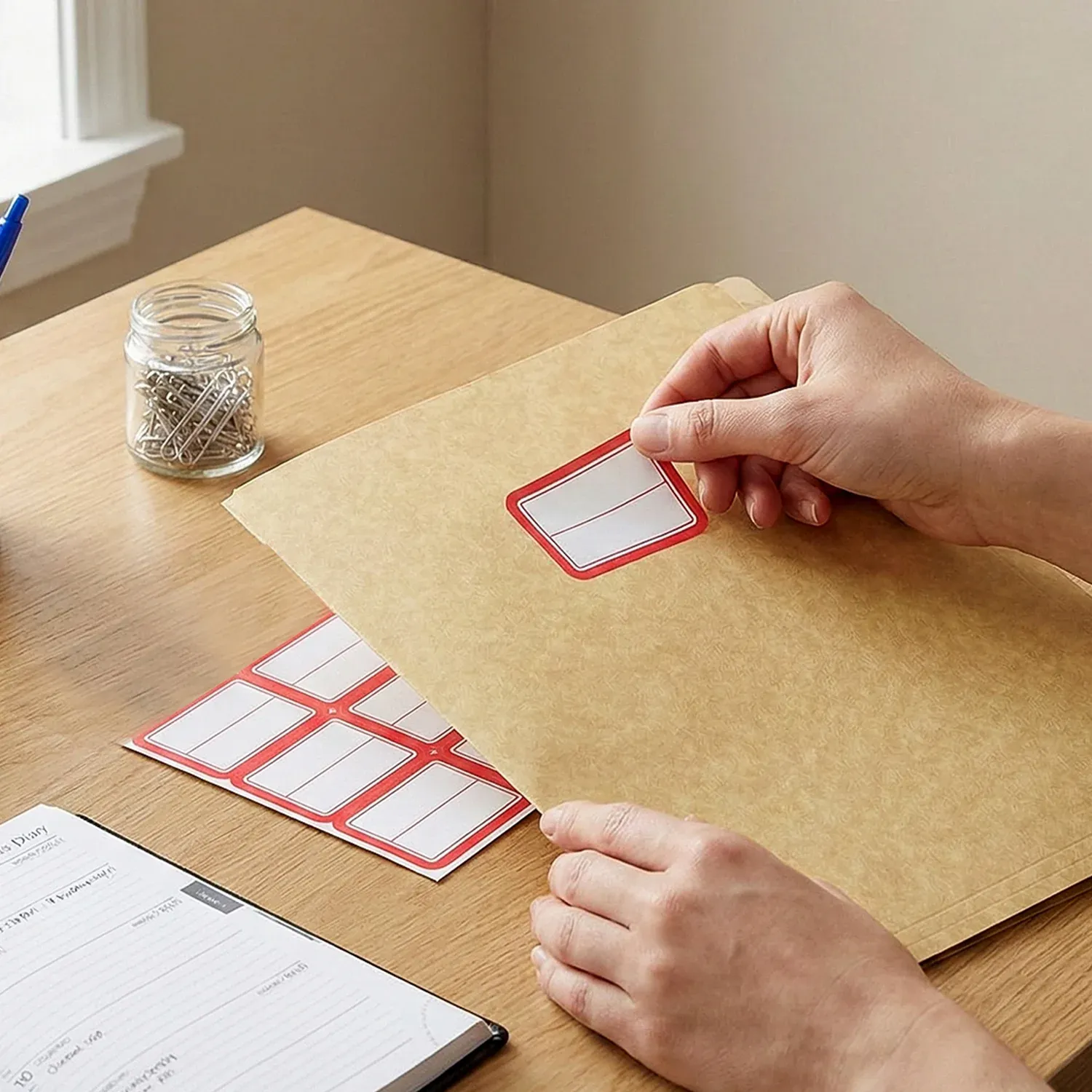 Red & White Self-Adhesive Label Sticker Sheet - Rectangular - Detailed Feature View 8