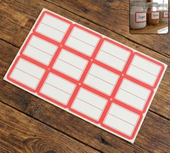 Red & White Self-Adhesive Label Sticker Sheet – Rectangular