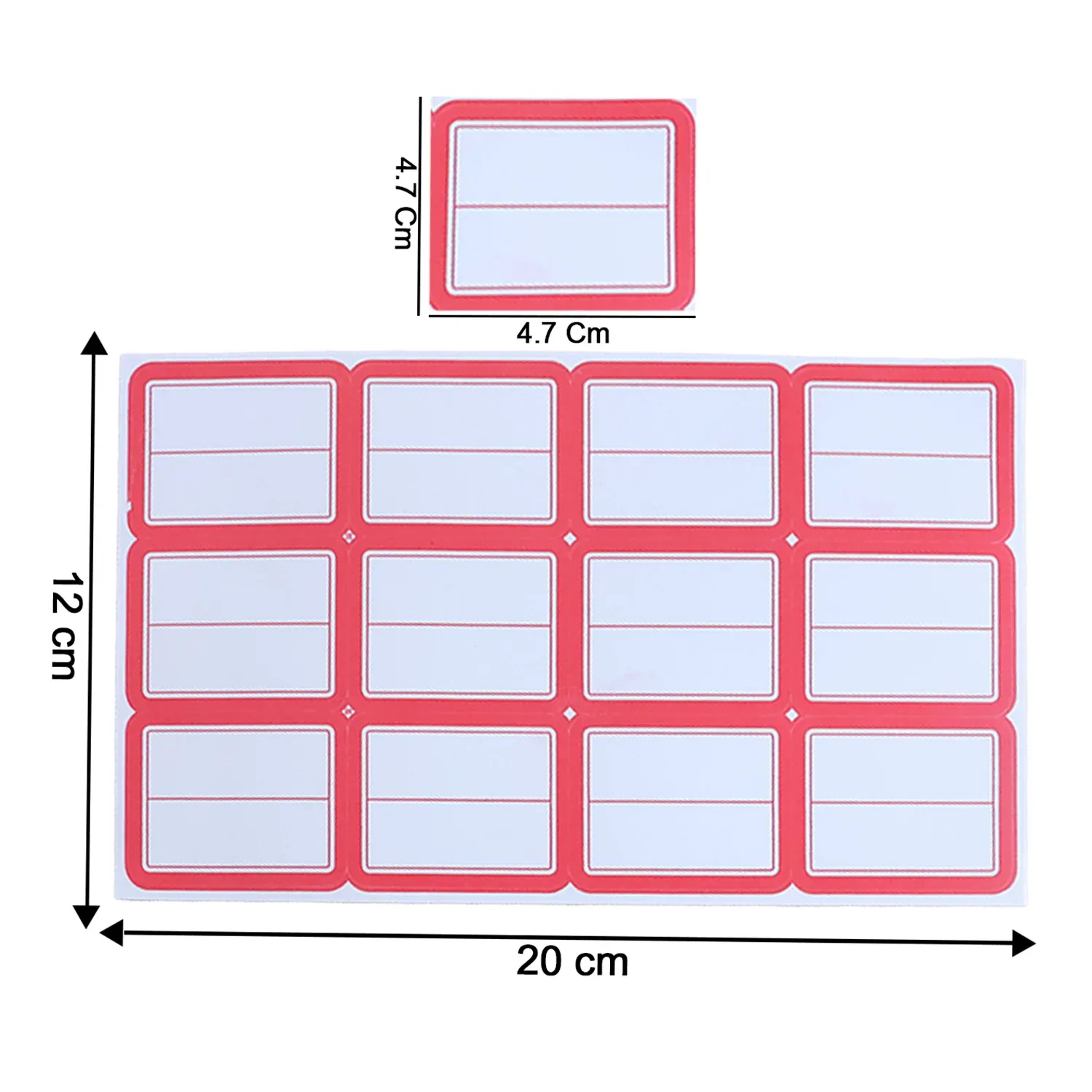 Red & White Self-Adhesive Label Sticker Sheet - Rectangular - Detailed Feature View 3