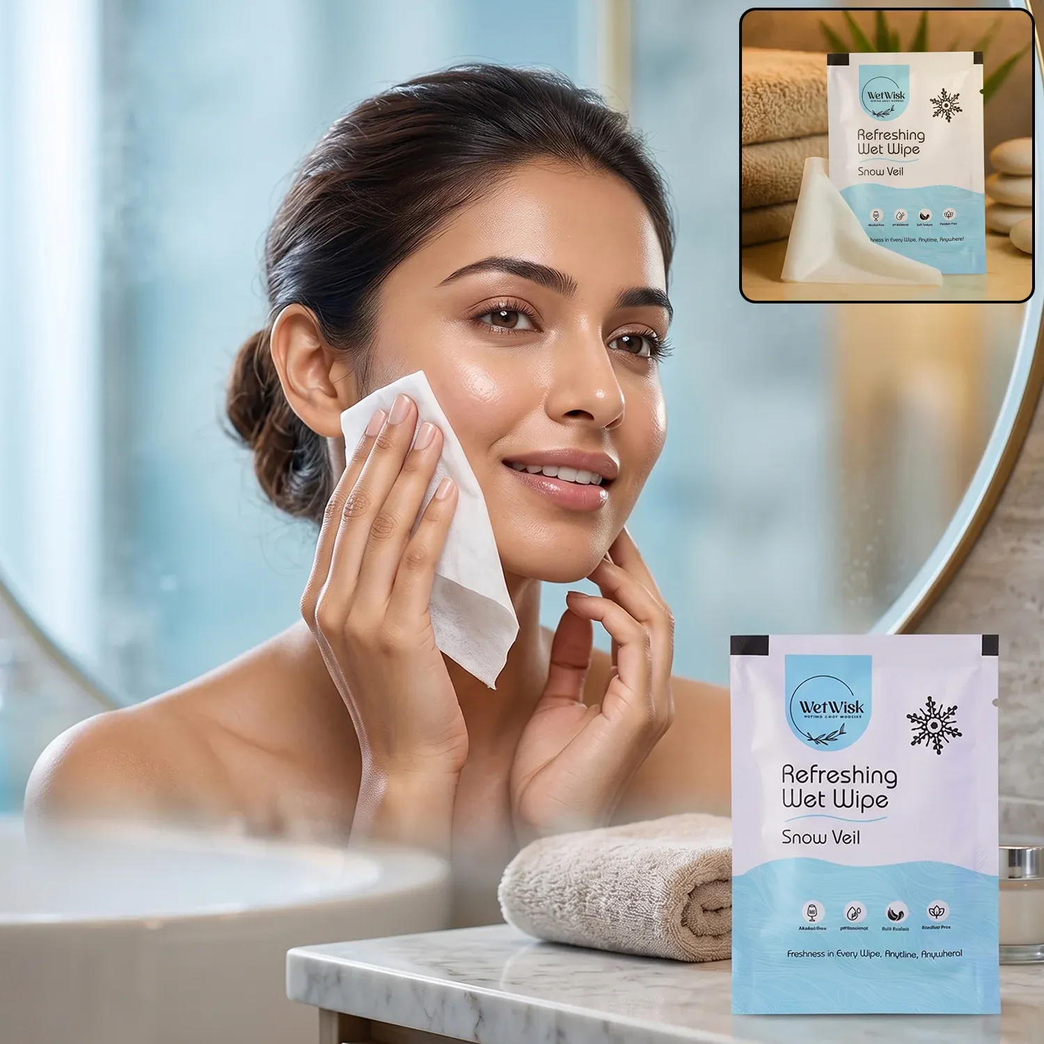 Premium Snow Veil Refreshing Wet Wipes for Face, Body & Hands (1 Pc) - Buy Online at Alikart