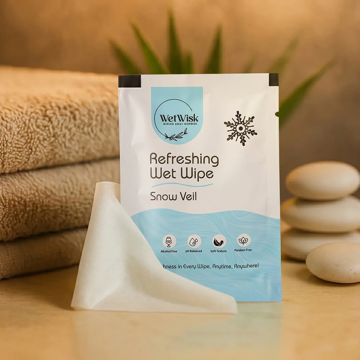 Snow Veil Refreshing Wet Wipes for Face, Body & Hands (1 Pc) - Detailed Feature View 4
