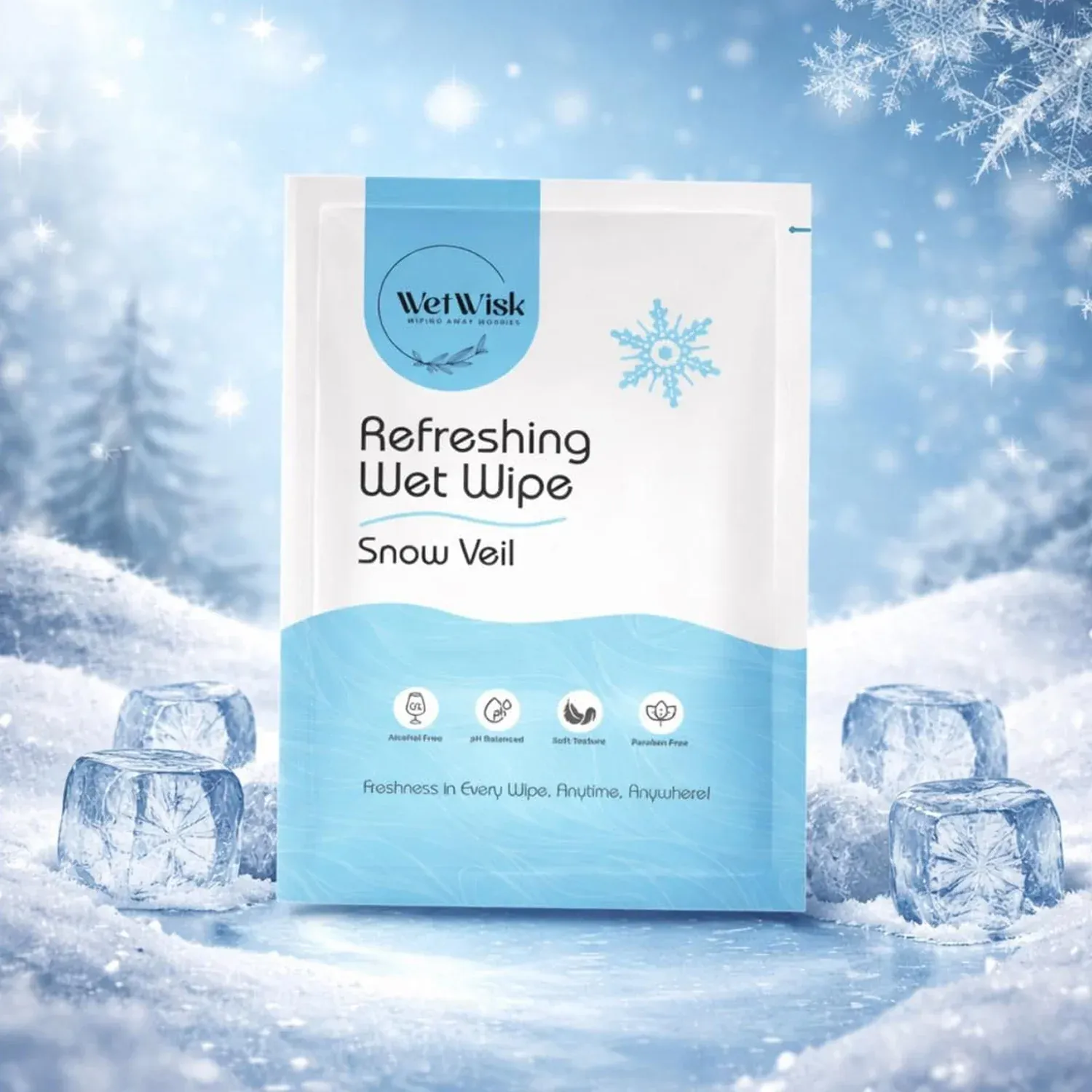 Snow Veil Refreshing Wet Wipes for Face, Body & Hands (1 Pc) - Detailed Feature View 6