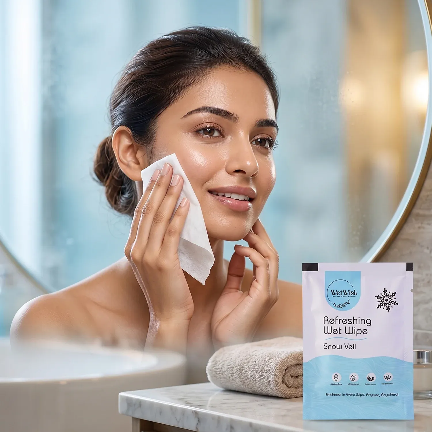 Snow Veil Refreshing Wet Wipes for Face, Body & Hands (1 Pc) - Detailed Feature View 7
