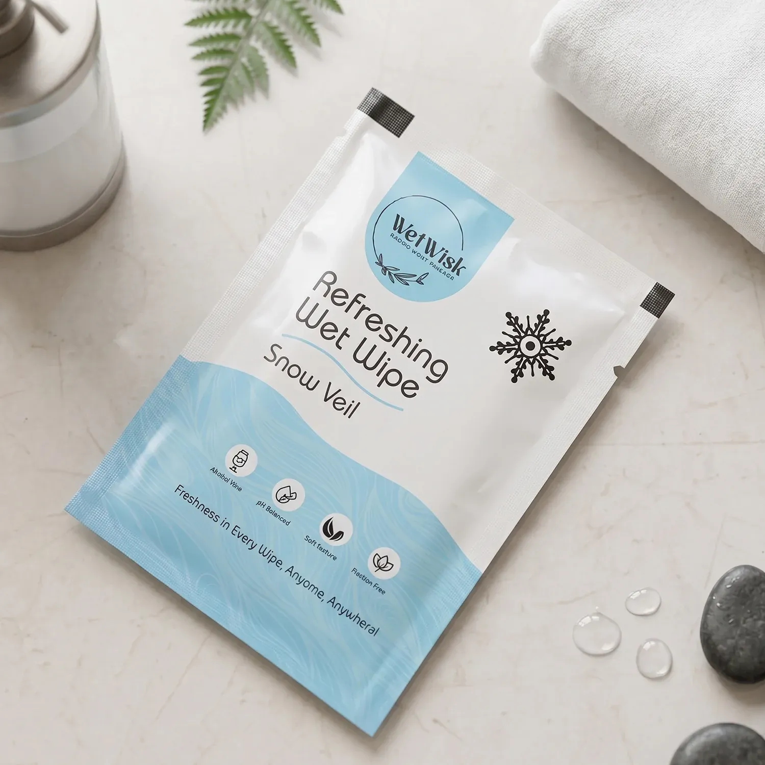 Snow Veil Refreshing Wet Wipes for Face, Body & Hands (1 Pc) - Detailed Feature View 2