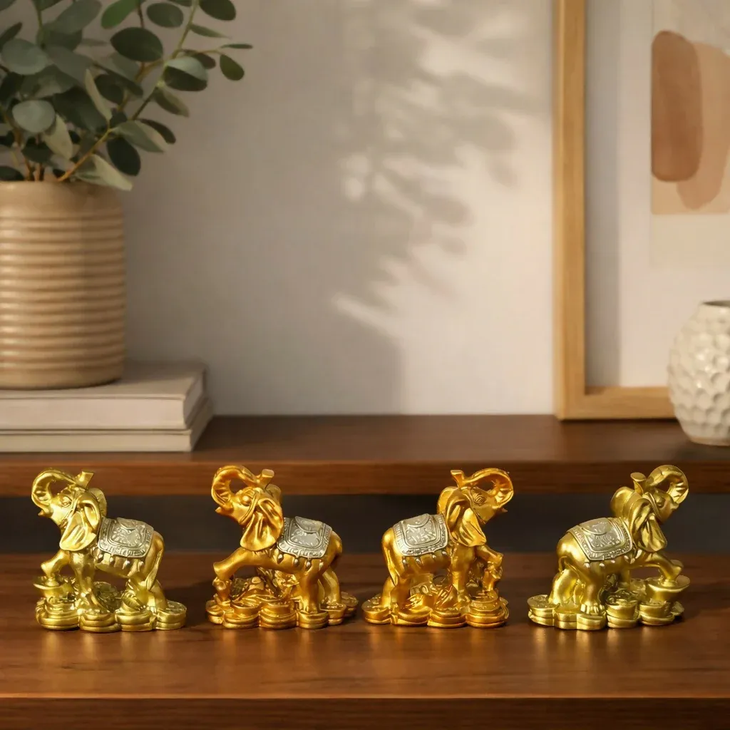 Premium Golden Elephant Showpiece Set – Symbol of Wealth & Good Luck - Buy Online at Alikart