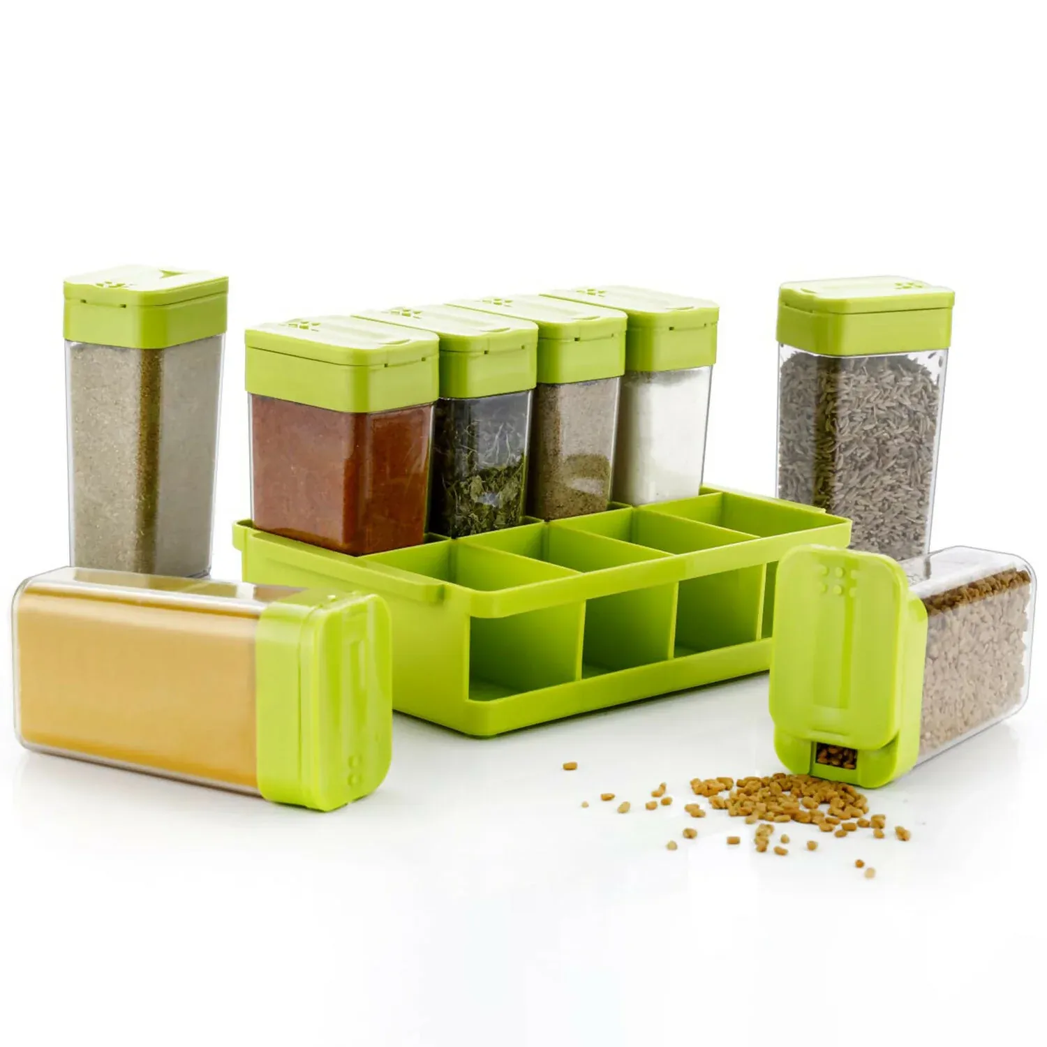 Multipurpose Spice Rack Set of 8 with Tray - Airtight Organizer - Detailed Feature View 5