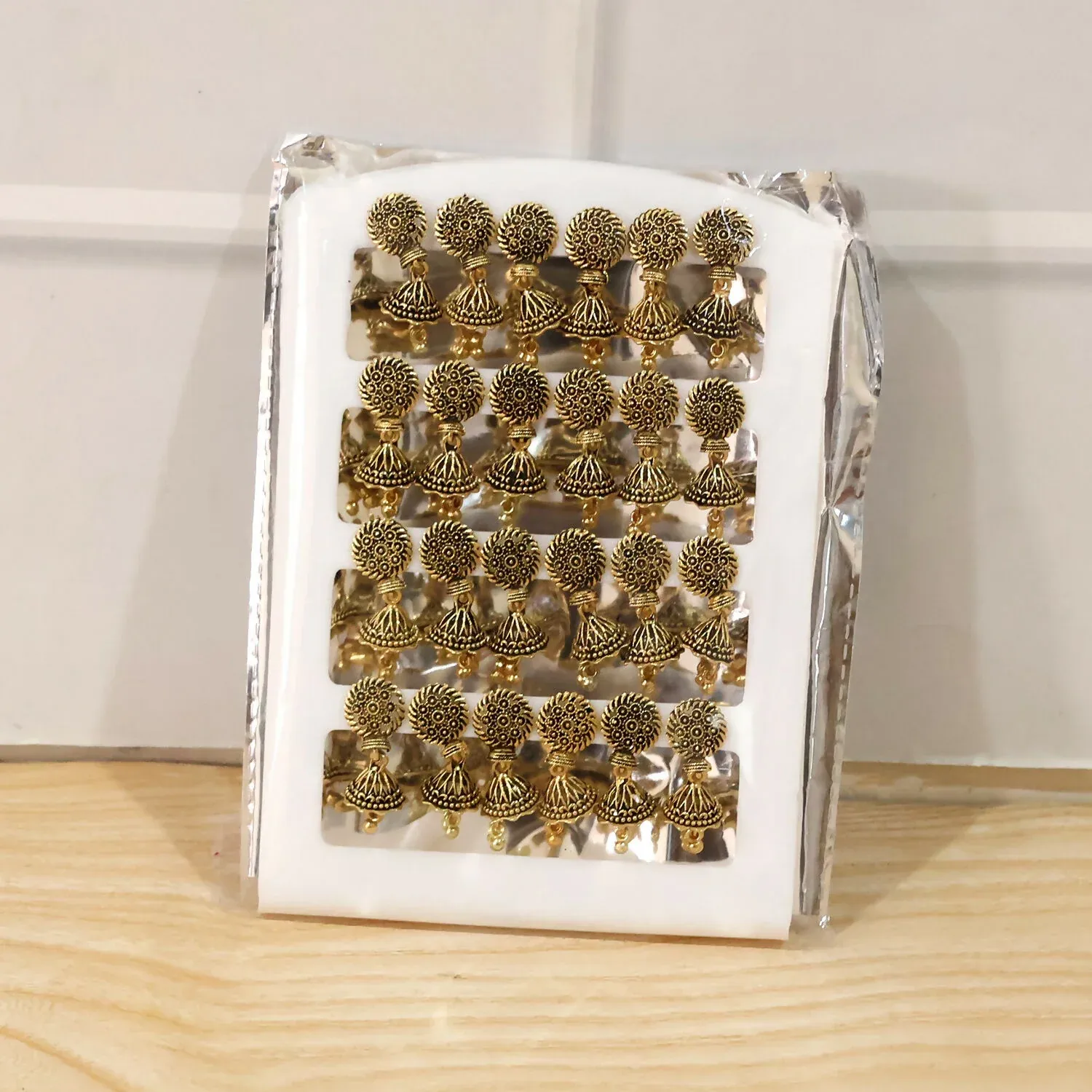 12 Pair Oxidised Square Jhumka Earrings Set - Traditional Jewellery - Detailed Feature View 6