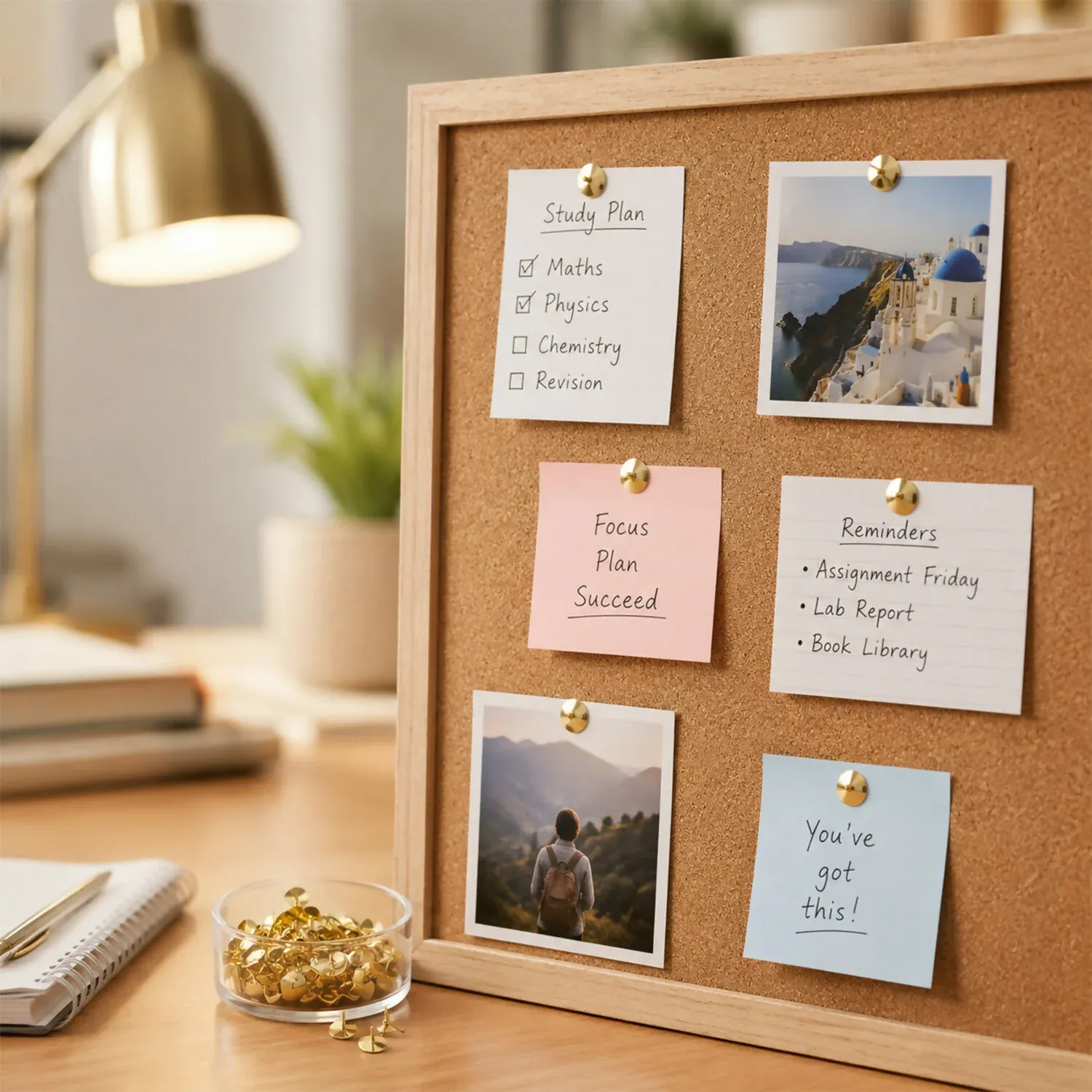 Golden Metal Drawing Pins for Notice Board, Office & School Use 100 No's - Detailed Feature View 1
