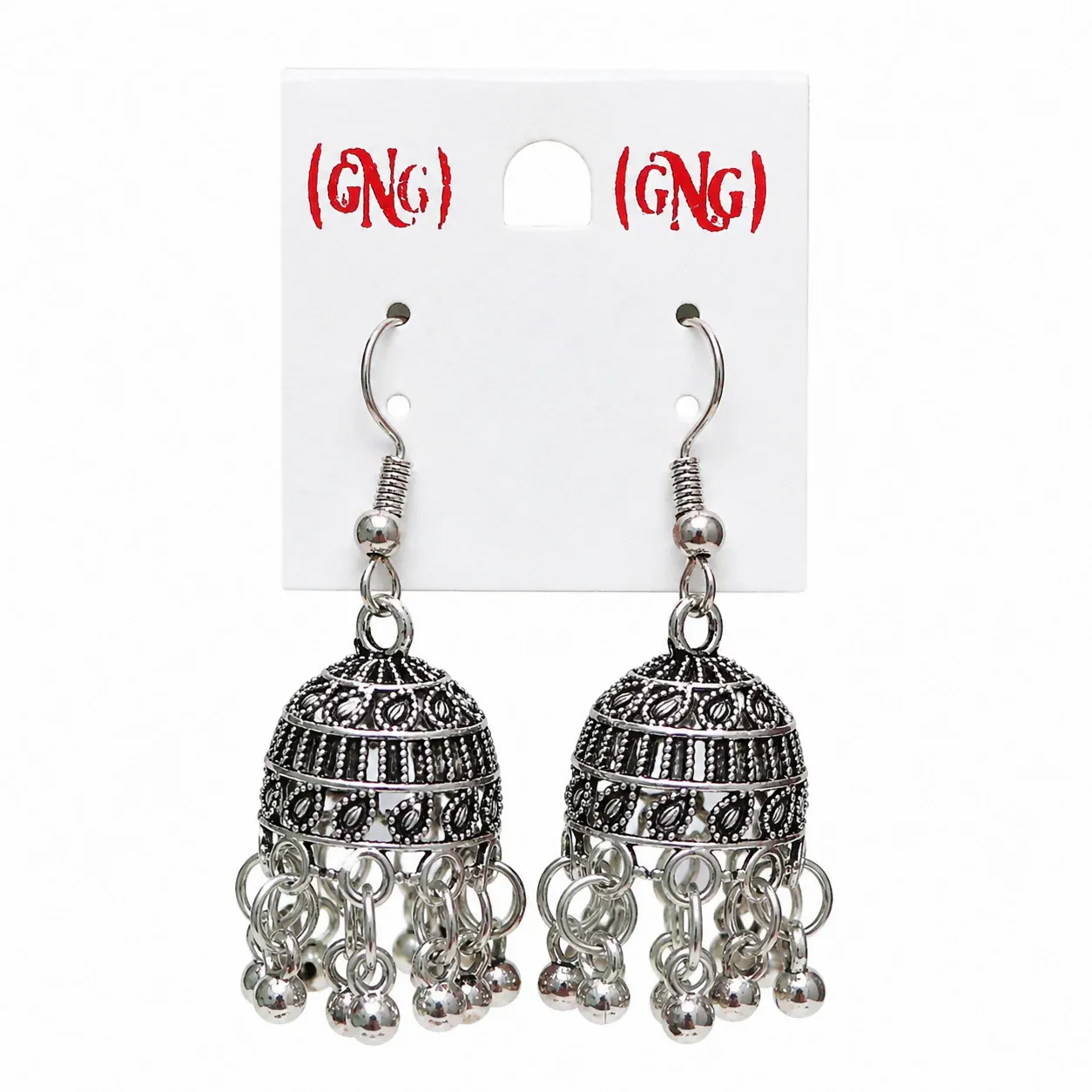 Traditional Oxidised Silver Jhumki Earrings with Ghungroo for Women & Girls - Detailed Feature View 1